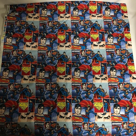 DC Comics Superman Man Of Steel Comic Strip Fabric Super Hero 3.5 yd - Picture 1 of 3